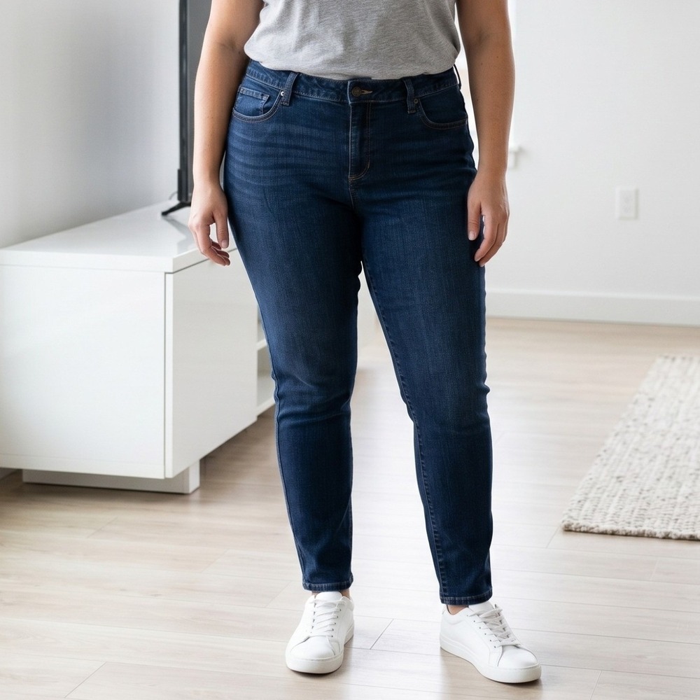 Sonoma Skinny Jeans Women 16 Dark Wash Blue Denim Stretch High Rise Casual Basic